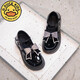 G.duck Little Yellow Duck Girls' Small Leather Shoes Spring and Autumn Fashion Bow Black Little Girls Black British Style Performance Shoes Casual HDL-Black 820 (Leather) Size 37 Inner Length 23.5cm