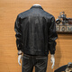 JAGR trendy brand leather jacket men's motorcycle casual top light business men's wear trendy men's leather jacket black L