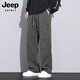 JEEP SPIRIT高档机能工装裤子男士秋冬款加绒加厚直筒伞兵运动休闲长裤男 9856军绿色 加绒 L 推荐【111-120斤】