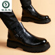 Woodpeckers neue Martin -Stiefel Männer echtes Leder dicker alleiniger britischer Stil Low Top Chelsea Short Stiefel Lederstiefel Retro High Top Lederschuhe Brauner regulärer Stil 38 (150 mm)
