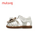 Shepherd Boy Shoes Girls Toe Toe Sandales Princesse Chaussures 2025 Été Nouveau bébé Chaussures bébé Soft Sole Front Shoes Flear Blossom Rice 20 chaussures à l'intérieur de la longueur 14,5 cm