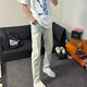 
Yibo Jeans for men's autumn new Korean style trendy yellow mud dyeing old elastic slim straight feet long pants for men Cement color 31 [Suggestion 115-125Jin [Jin equals 0.5 kg]]