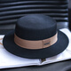Tochino hat women's autumn and winter casual versatile fashion top hat black wool flat-edge top hat British retro flat-top hat men black regular M size adjustable (54-57.5cm)