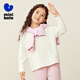 Mini Balabala Mini Little Magic Fiber Children's long-sleeved T-shirt for boys and girls Spring family of three parent-child basic T-shirt Milk White 10501 90 cm