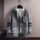 Kuraishi Kazuki trendy brand 2026 autumn and winter lapel woolen jacket men's thickened high-end light luxury casual plaid jacket brown 2XL