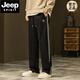 
JEEP SPIRIT2024 autumn and winter new heavyweight thin velvet men's loose wide-leg casual pants workwear American high street sports sweatpants Q829 dark gray L
