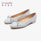 Lairsdan Spring Neues elegantes Bow Ballet Flat Ferse Flat Damenschuhe runde Zehenleder Single Schuhe 5m15602 Graues Gyk 39