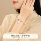 Huaying (HUAYING) Light luxury foot silver bracelet for women's Ping Announcement Chinese bracelet for birthday gift for girlfriend and wife [foot silver + chalcedony] Ping An Lock Half Bracelet * Brand Gift Box