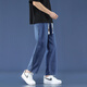 Foss Phil Light Blue Jeans Summer Summer de nueve puntos sueltos de nueve puntos de moda y pantalones de moda de patas anchas informales 718-K829 Blue oscuro XL [recomendado 145-160Jin [Jin equivale a 0.5 kg]]]