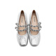 Joy / Peace Silver Wing Girl's Spring Nouvelle chaîne de strass talons Mary Jane Chaussures féminines J6621AQ4 Silver 36