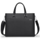 Scarecrow first layer cowhide briefcase trendy fashion men's bag casual business bag large capacity horizontal handbag black