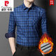 Pierre Cardin Herbst und Winter verdickter Samt langärmeliges kariertes Hemd Herren reine Baumwolle gebürstetes einteiliges samtwarmes Hemd Winterjacke 9902 rot kariert 180/XXL empfohlen 160-175Jin Jin entspricht 0,5 kg