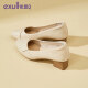 Yisi Q (exull) same style flight attendant work shoes in shopping malls, black women's leather shoes, thick heels, long standing at work, not tired, soft soles, comfortable professional surface, off-white new style 34
