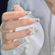 Imagen Beauty (Imágenes) Uso de Armor Cat Eye Crystal Butterfly Año Nuevo a mitad de longitud Manicura Patch de uñas Terminada Color francés BY1047# Crystal Purple Butterfly 1 ml de pegamento estilo