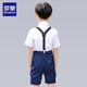 Romon children's dress boys suit summer new performance costume black short strap five-piece set 160
