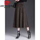 Pierre Cardin Woolen Skirt Women's Autumn and Winter Long Skirt 2025 New Chinese Style High Waist Skirt Slim Umbrella Skirt Large Hem A-Line Skirt Mocha Brown Autumn and Winter Woolen This Year's Popular Light Luxury 2XL 130-145Jin Jin is equal to 0.5 kg