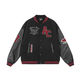 A Chock [Achock] National Trend American Retro Kontrast Baseball-Jacke Handtuchabdruck Neue Style Bomber Jacket Trend WW728-Black-High-Qualität M 90-100jin [Jin ist 0,5 kg]