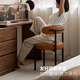 Genji Holz Make -up Stuhl Schlafzimmer Schminktisch Stuhl Sahne Mädchen Stuhl Stuhl Weißwinkel Stuhl 1*Bio -Lederbrauner gelbe Sofa Stuhl 51*49*73 cm