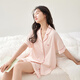 Anzhiban Anxin Cotton Couple Pajamas Summer Mommonia Cotton Casual Solid Color Short Sleeve Shorts Men's and Women's Home Clothes Set Peach Pink-Female M