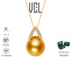 VCL Natural South Sea Gold Pearl Seawater Pearl 18K Gold Diamond Pendant Necklace Women's Round Thick Gold Gift for Mom 12-13mm Pendant Does Not Include Chain