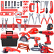 Yuanqi Kinderspaß Schraubenschraubspielzeug 1-3 Jahre alte Elektrowerkzeugkasten Kinderhausdekoration Simulation Reparatur Spielzeug Jungen Geschenkwerkzeug Set 55-teiliges Set [Diamond + Bucket]