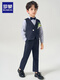 Romon children's dress boy suit suit British style boy's birthday party suit flower girl graduation performance suit vest + trousers + white short-sleeved shirt [Givea tie] 120