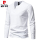 T-shirt à manches longues de Pierre Cardin Henry avec le printemps et l'automne décontracté en V Colombe de couleur solide