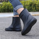 2024 Wasserdichte Schuhe Männer und Frauen Regenstiefel modische kurze Röhrchen verdickte warme Gummischuhe Arbeit nicht rutschfischer Fischerei Kücherin Regenstiefel Schwarz [Einzelschuhe] Standardgröße 38