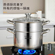 Royalstar steamer household stainless steel pot steamer thickened double bottom soup pot gas induction cooker universal steaming dual-purpose double-layer steamer 22cm