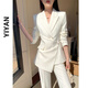 Sugargirl spring and autumn white small suit suit for women new goddess style professional formal wear high-end casual suit jacket white suit L