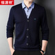 Hengyuanxiang sweater young men's casual fake two-piece versatile sweater top HJ164 Navy 175/92A