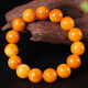 Holy glass is similar to natural chicken fat, yellow old beeswax bracelet, large amber Buddha bead bracelet for men and women, floating in salt water and fluorescent, bead diameter 16mm, 14 beads