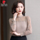 Pierre cardin spring and autumn clothing 2025 new half-turtleneck lace base shirt for women with modal long-sleeved T-shirt top 7027 black polka dot polygon collar One size (90Jin[Jin equals 0.5 kg]-135Jin[Jin equals 0.5 kg])