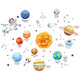 
54 small stickers for space astronauts in the universe space astronauts kindergarten self-sticking wall stickers planet solar system roaming the universe 9276