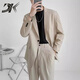 DK brand suit suit men's loose small suit jacket high-end autumn light mature style casual Korean style versatile set light gray stripes (top + pants) S