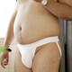 Men's low-waist double thong sexy briefs gay free fat bear plus size thong briefs white XXL - recommended 80-95 kg