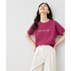 
Vanciman simple commuting round neck short-sleeved T-shirt for women 2025 summer new casual loose letter printed top M7031 deep rose red M