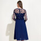 EITIE summer new evening dress hollow embroidered waist slimming dress dress A-line skirt 5977614 shopping mall same style dark blue 31170/42/XL