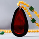 Qiongque Pavilion Beeswax Pendant Original Stone Blood Amber Water Drop Sweater Chain Natural Amber Pendant Beeswax Necklace Men's and Women's Clavicle Chain