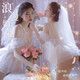 Pang Donglai's same style wedding dress as Pei Jiao focuses on high quality, the bride is hot on the bed, white wedding dress, veil + suspender skirt + armbands*2+