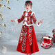 
Sanxiang Shark Girl Hanfu New Winter Retro Chinese Style Medium-Large Children's Velvet Dress New Year's greetings 1105 Pink cotton + cotton shoes Shoes Notes Size 110