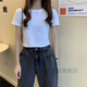Shangqi versatile ultra-short and blood-sleeved clothes, white short-sleeved T-shirt, women's summer high waist and navel-exposed short style 844 white XL