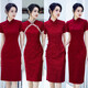 Jie Yintong Spring and Summer Wedding Clothing Mother-in-law Wearing Cheongsam Red Cheongsam 2025 Summer New Chinese Style Small Body Low Neck 683 S