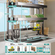 Four Seasons Muge Kitchen Storage Rack Countertop Sink Drain Basket Dishes Knife Chopping Board Chopstick Barrel Storage Pool Kitchen Storage Rack Thickened Gun Gray Double Layer 85 Long Complete Set