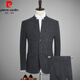 Pierre Cardin Chinese tunic suit for young men Chinese stand collar suit men's Chinese style Tang suit Chinese woolen jacket men's knitted 6622-dark gray-top + pants L 175-suitable for 120-130Jin Jin equals 0.5 kg