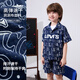 Levi's Levi's children's clothing, the same style as the mall, new summer style boys' full-print logo shirt, woven short-sleeved top, dark indigo 120/60, recommended height 110-116cm