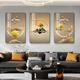 Yaoshijia Gemälde Gemälde Wohnzimmer Dekoration Gemälde moderne einfache Sofa Hintergrund Wandstein Laufen hängende Gemälde Leichte Luxus Wand High-End Triple Mural JD13587 60*80/60*80 Kristallporzellan Diamant eingelegtes PVC Gold Edge