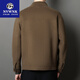 NVWNK double-sided woolen short coat men's autumn and winter trendy casual woolen coat lapel high-end cashmere jacket khaki 170/M suitable for 110-135Jin Jin equals 0.5 kg
