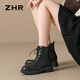ZHR Martin boots women's autumn and winter retro British boots women's fashion versatile plus velvet short boots women ES08A black 38