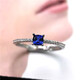 DL 1998 Tanzanite sapphire Korean version pillow-shaped 25-cent blue ring for fashionable women with diamond ring for girlfriend new style silver live mouth (main stone 4X4mm) B9